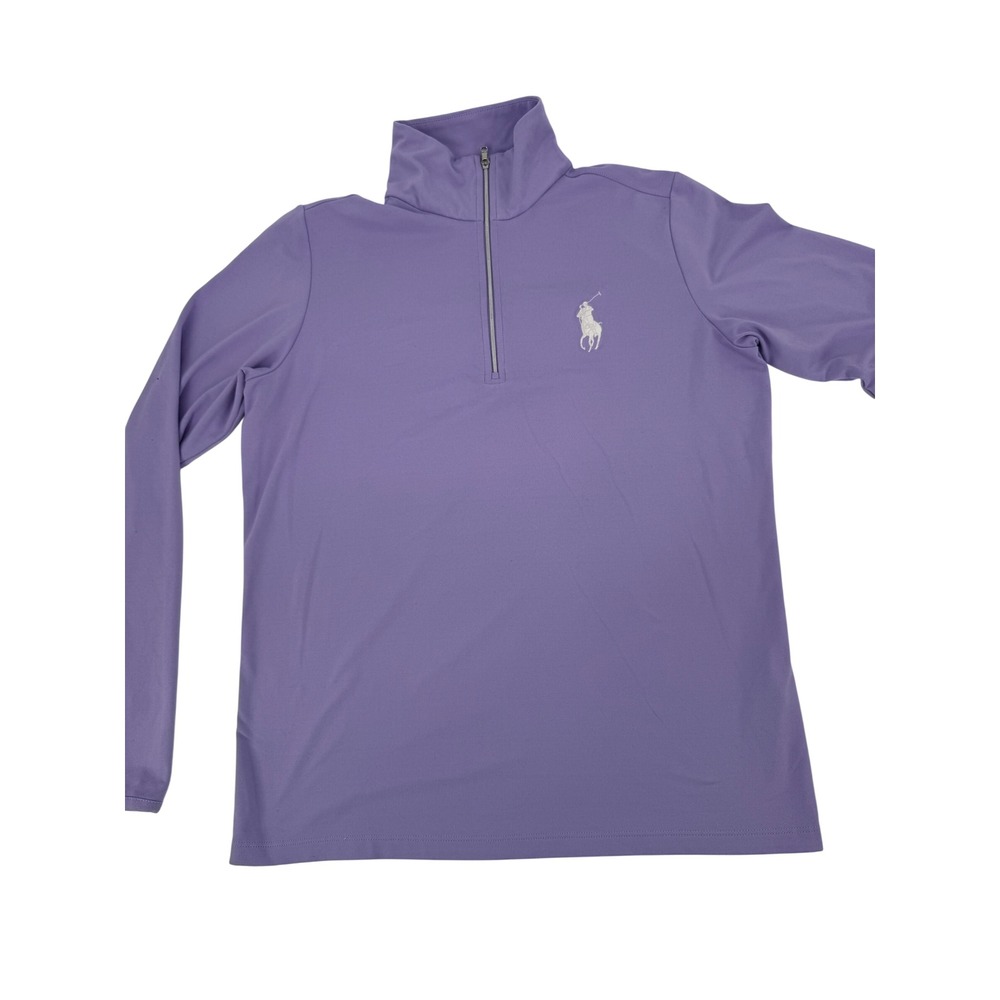 Polo Golf Ralph Lauren Pullover Women Large Purple Quarter Zip Logo 8643
